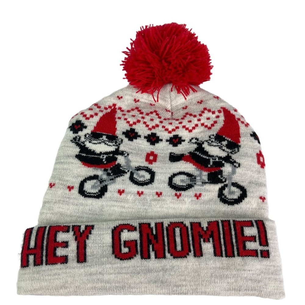 Oshkosh Bgosh Youth Knit Hat Cap Hey Gnomie! Gnome Pom Pom Bike 8-14